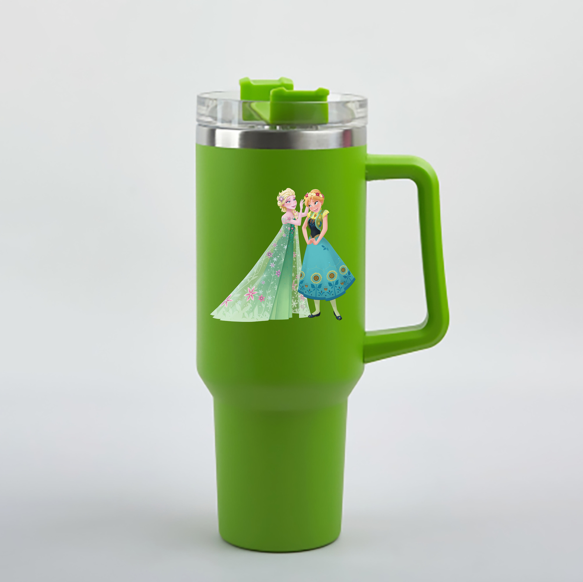 （画像用） アナと雪の女王 アンナ エルサ Frozen Anna Elsa 1200mL車用タンブラー - クリスタルステッカー（プラスチックストロー付き）